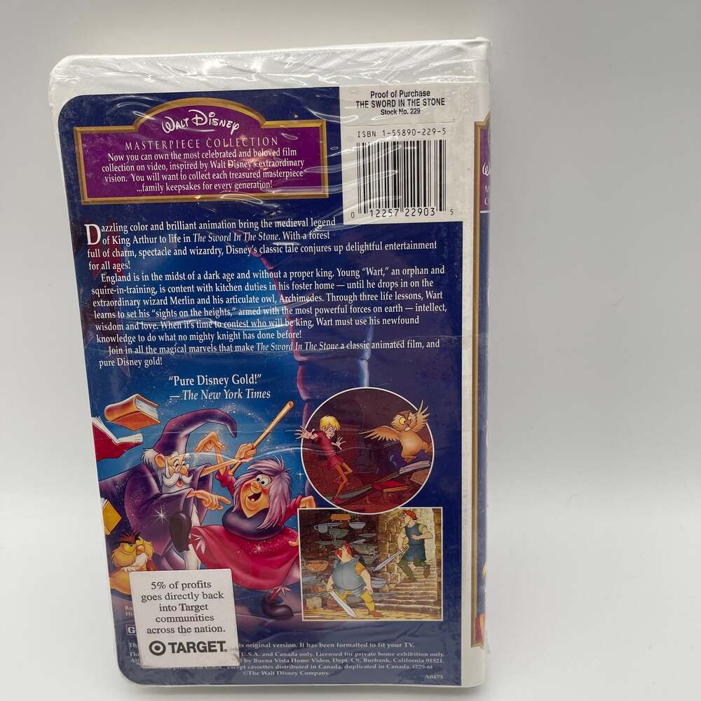 Walt Disney Masterpiece Collection: The Sword in the Stone VHS Factory Sealed - Picture 2 of 3